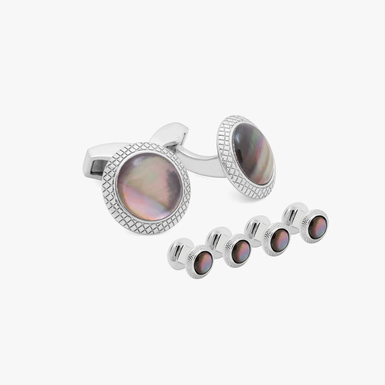 Black Mother Of Pearl Moonlight Bullseye Stud Set