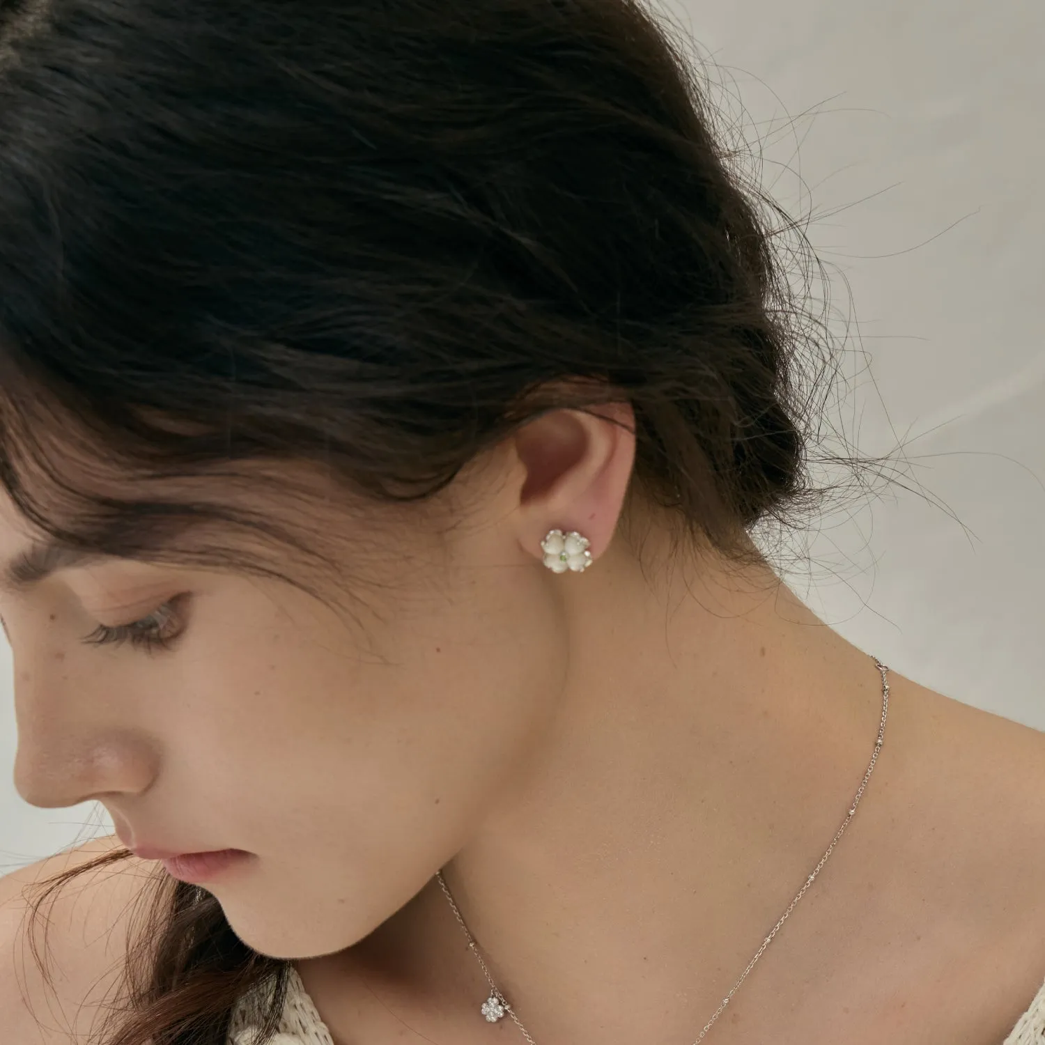 Blossom Pearl Clover Stud Earrings