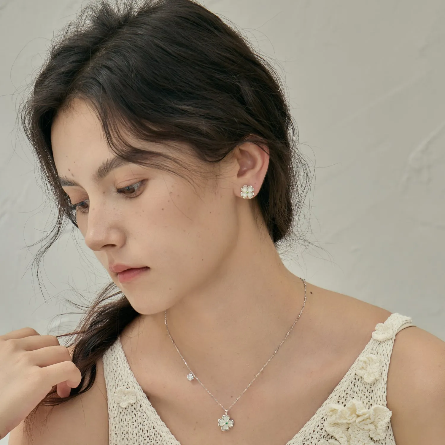 Blossom Pearl Clover Stud Earrings