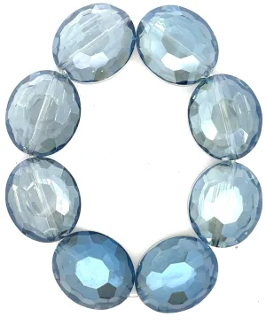 Blue Colorized Crystal Oval Stretch Bracelet