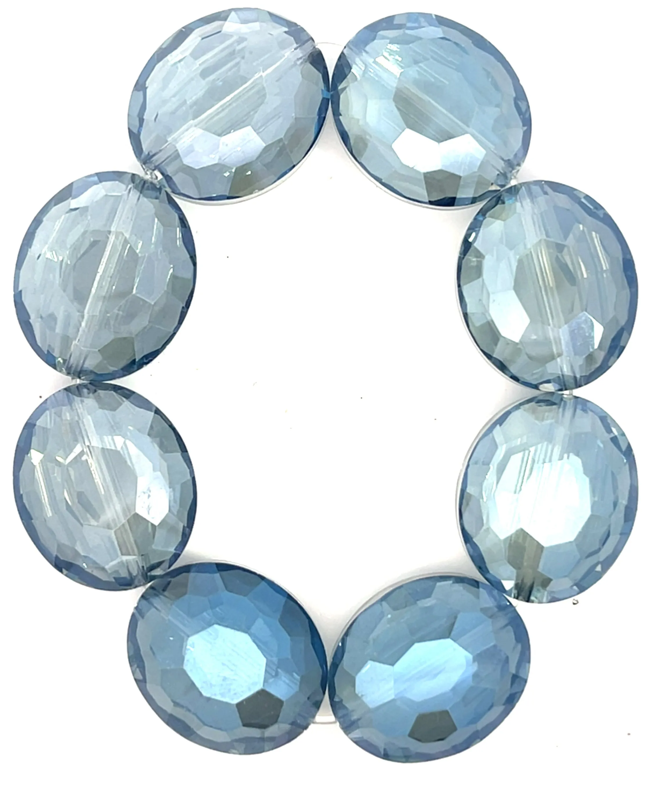 Blue Colorized Crystal Oval Stretch Bracelet