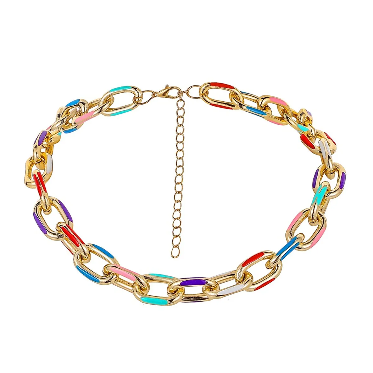 Blue Enamel & 18K Gold-Plated Chain Choker