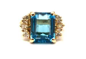Blue Topaz & Diamond Ring