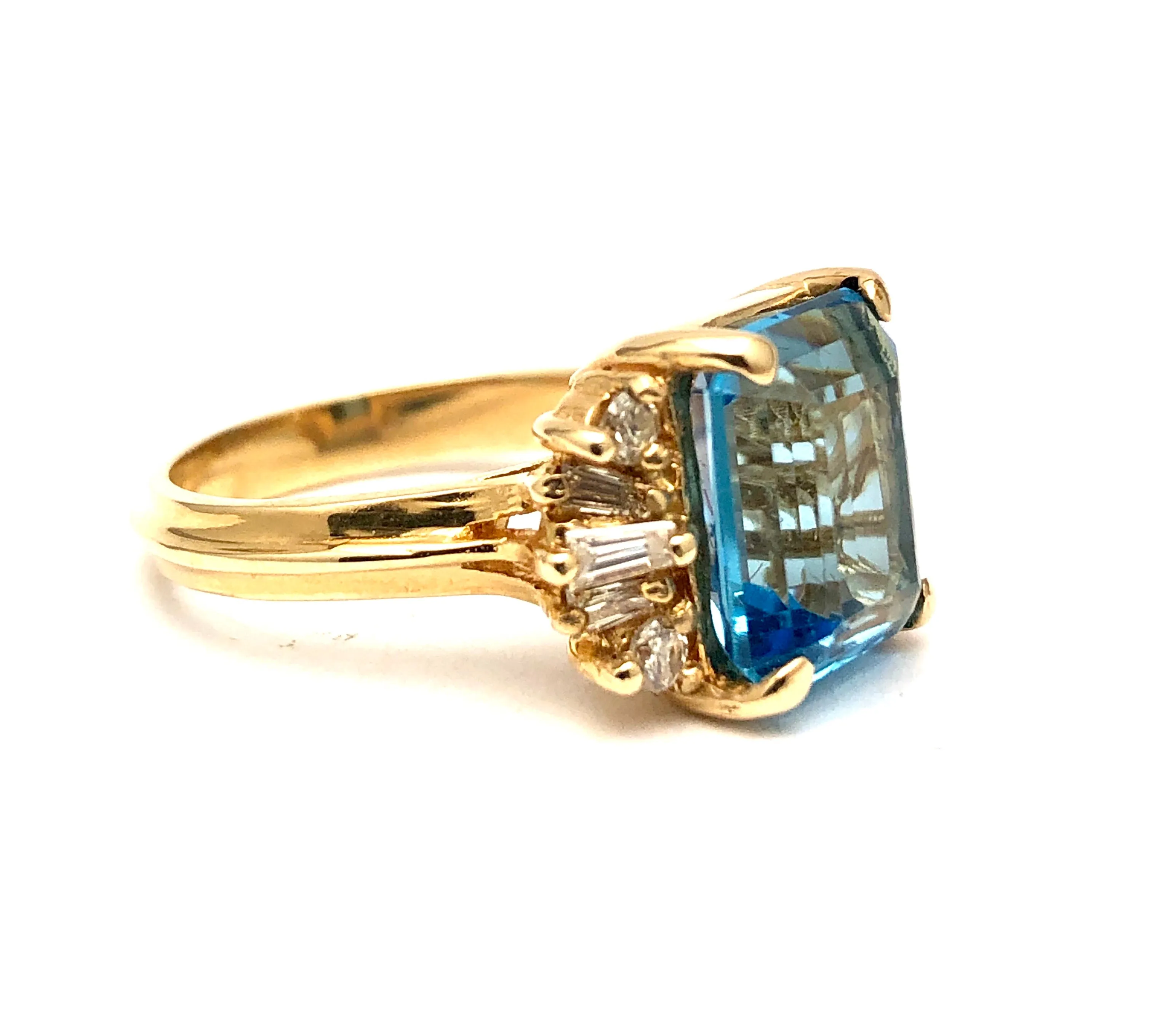 Blue Topaz & Diamond Ring