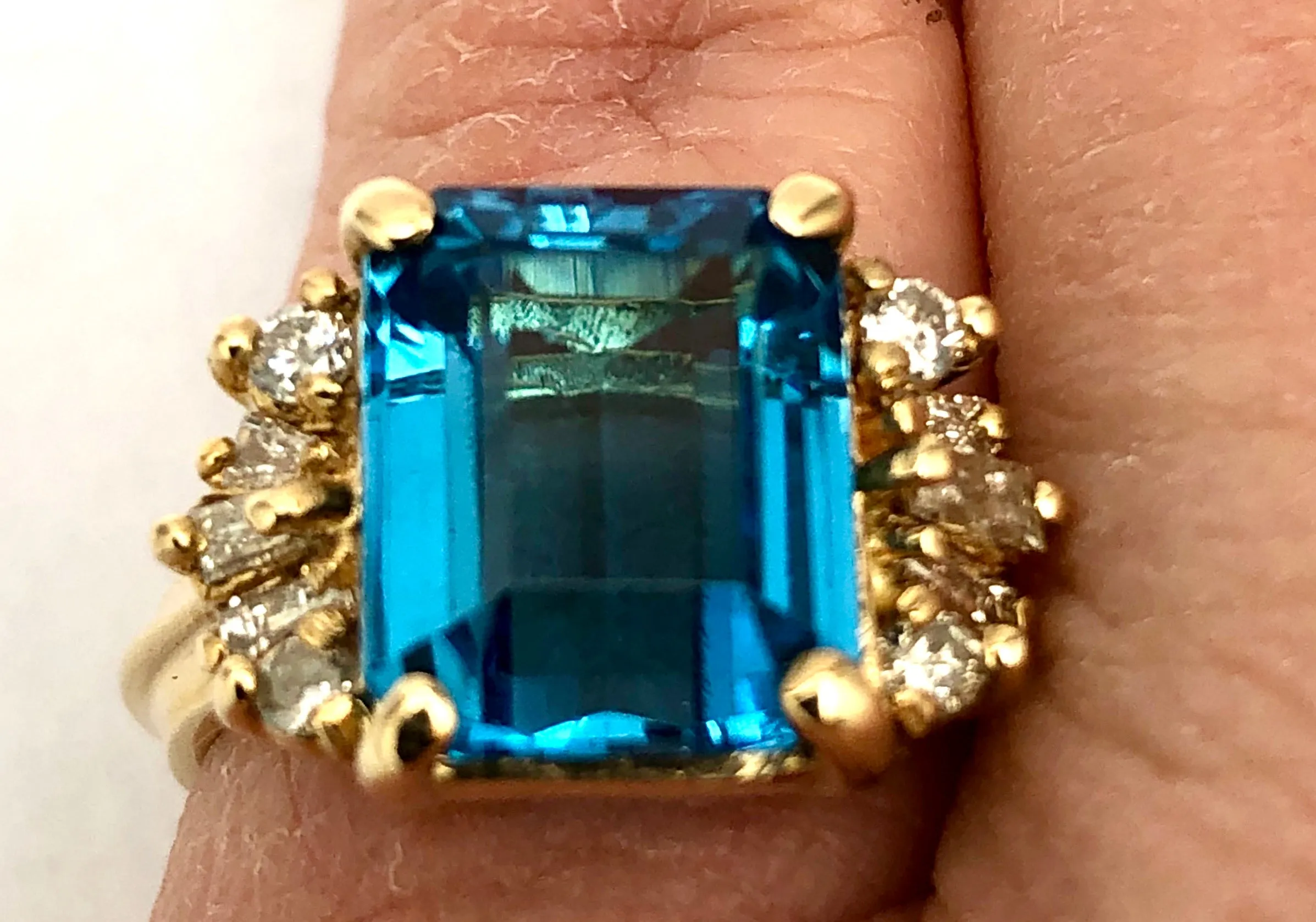Blue Topaz & Diamond Ring