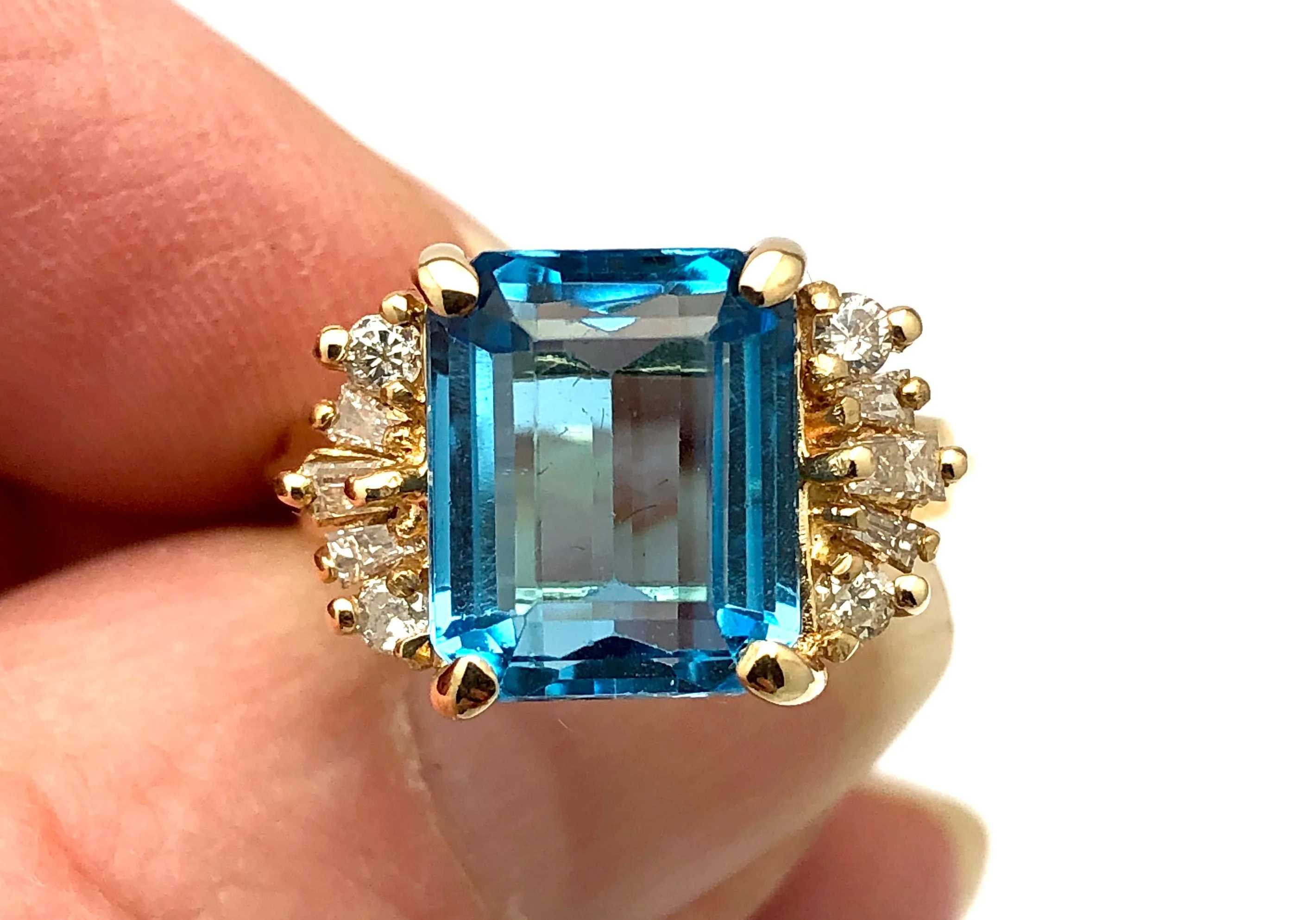 Blue Topaz & Diamond Ring