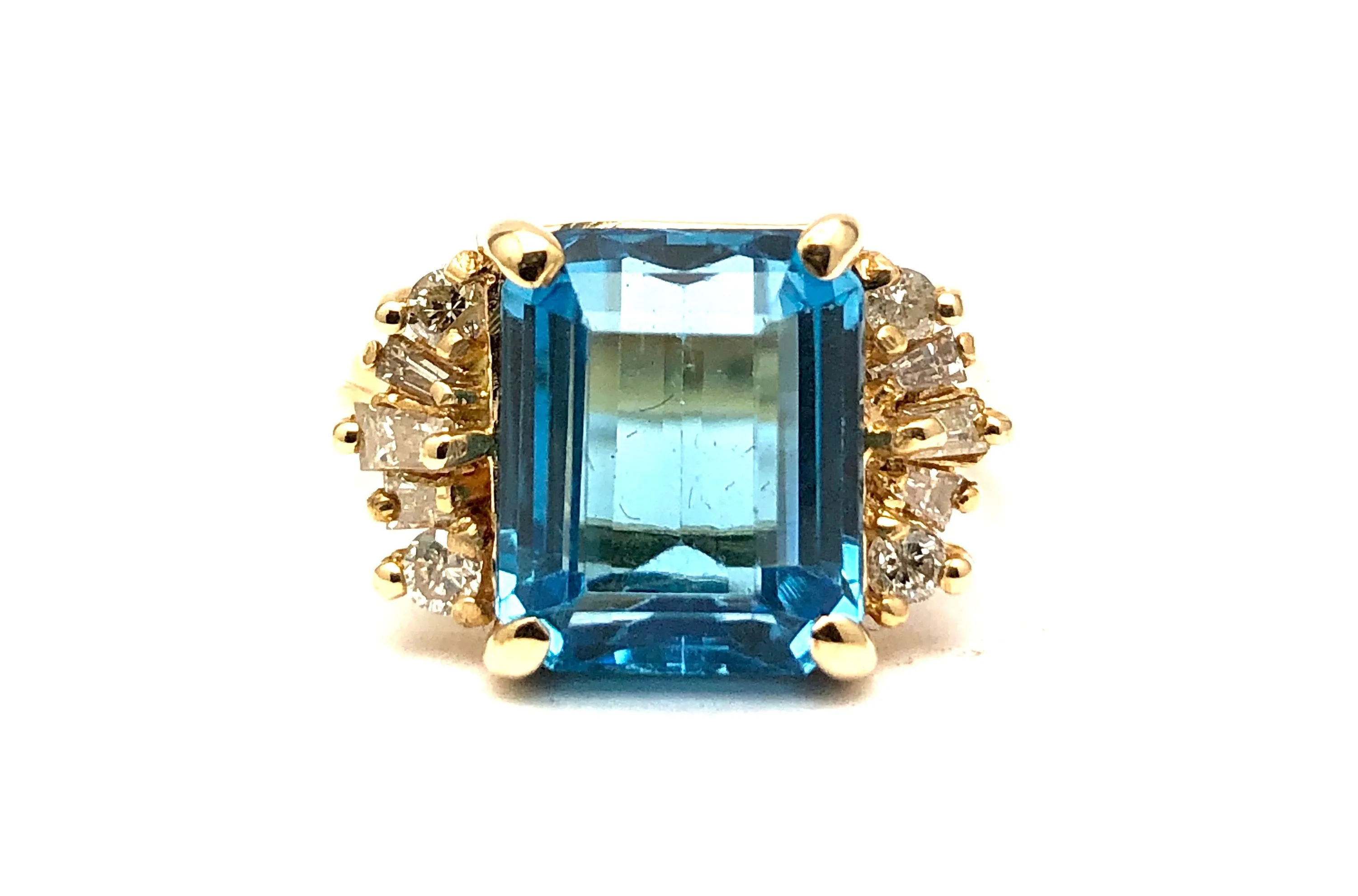 Blue Topaz & Diamond Ring