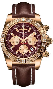 Breitling - Chronomat 44 Rose Gold Diamond Bezel - Leather Strap