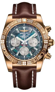 Breitling - Chronomat 44 Rose Gold Diamond Bezel - Leather Strap