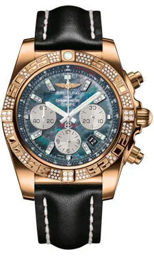 Breitling - Chronomat 44 Rose Gold Diamond Bezel - Leather Strap