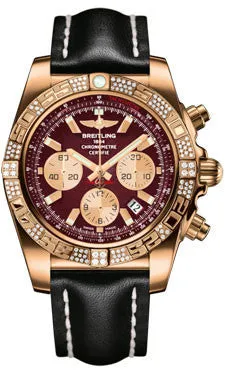 Breitling - Chronomat 44 Rose Gold Diamond Bezel - Leather Strap