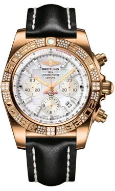 Breitling - Chronomat 44 Rose Gold Diamond Bezel - Leather Strap