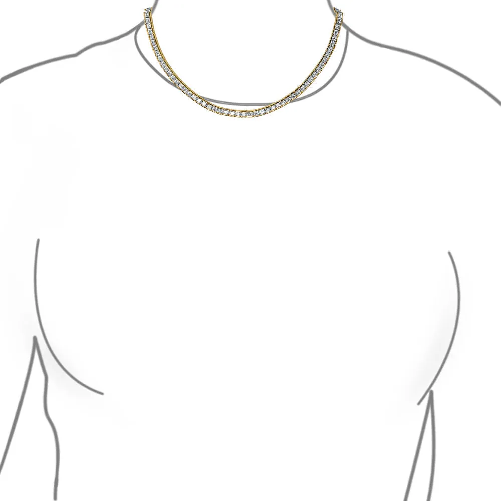 Bridal CZ Square Princess Cut Collar Necklace 14K Gold Plated for Wedding Prom