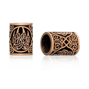 Bronze Viking Beard Bead Dreadlocks with Bear Claw