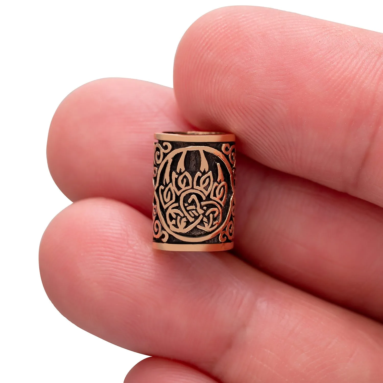 Bronze Viking Beard Bead Dreadlocks with Bear Claw