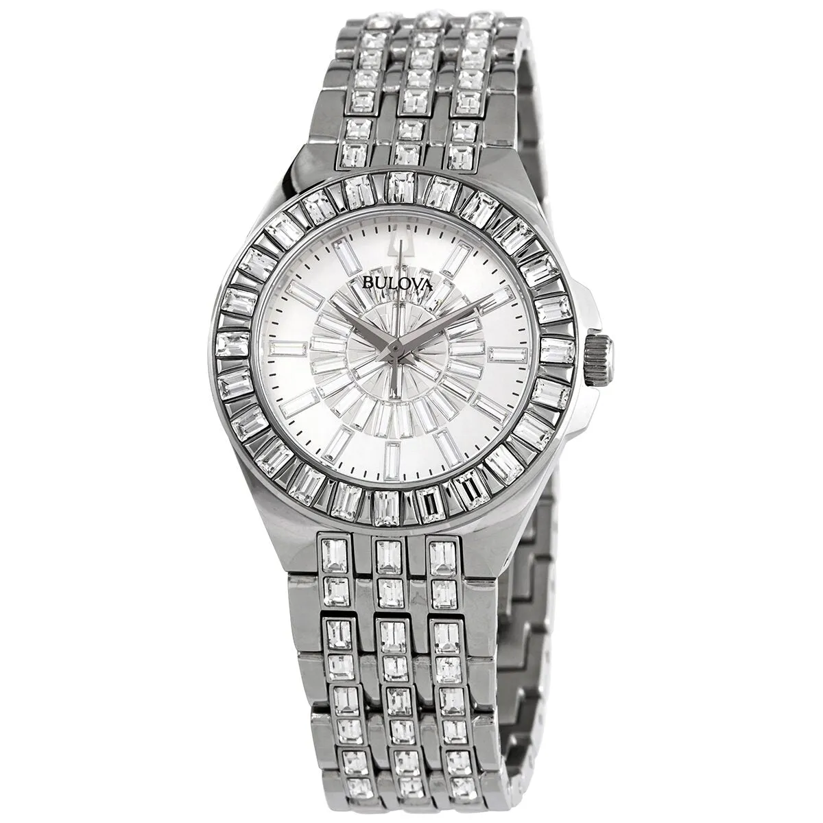 Bulova Phantom Quartz Crystal Silver-tone Pave Dial Ladies Watch 96L278