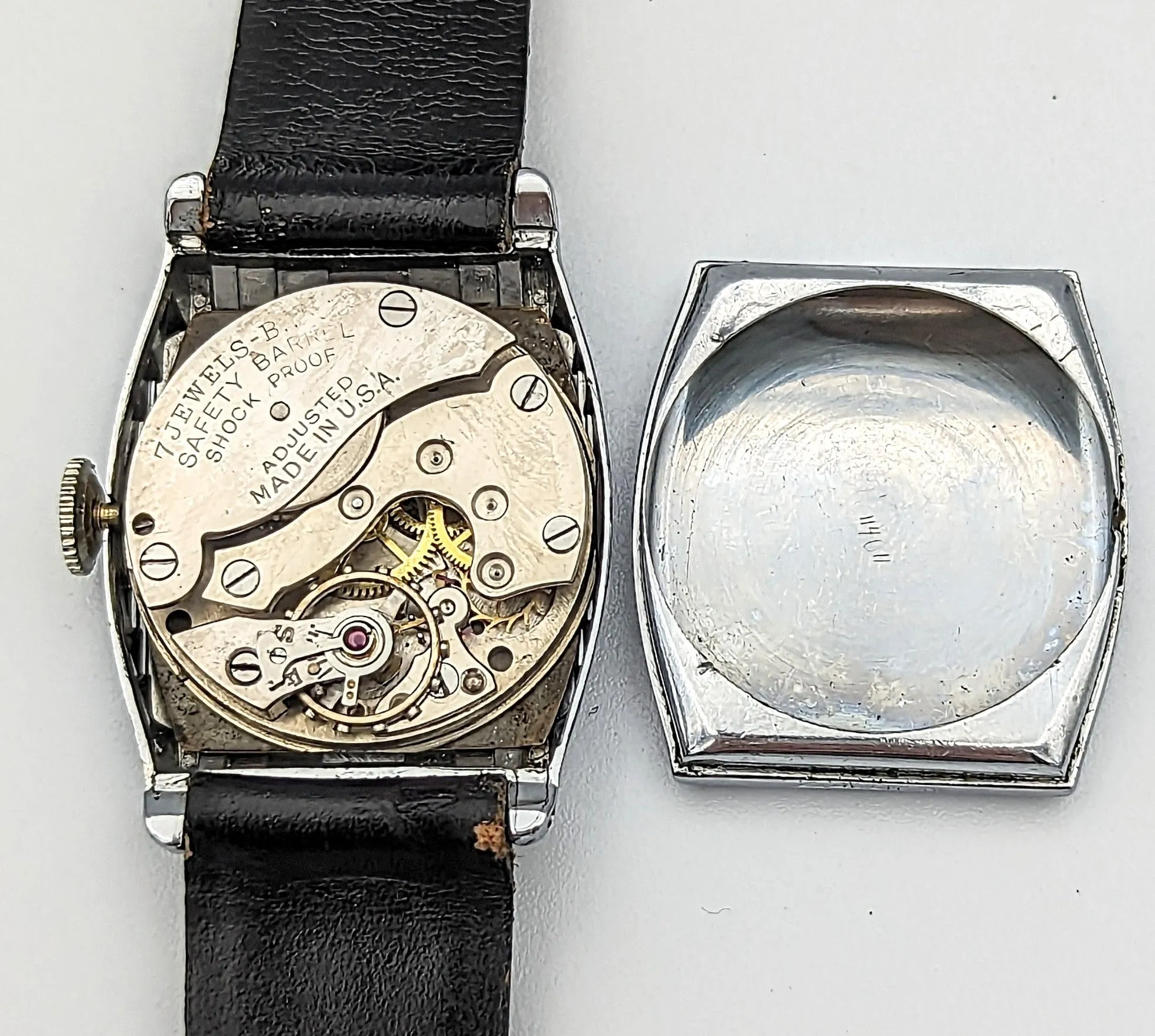 By BENRUS 1929 Babe Ruth Art Deco Wristwatch Shock Proof Adjusted 7 Jewels U.S.A. Watch