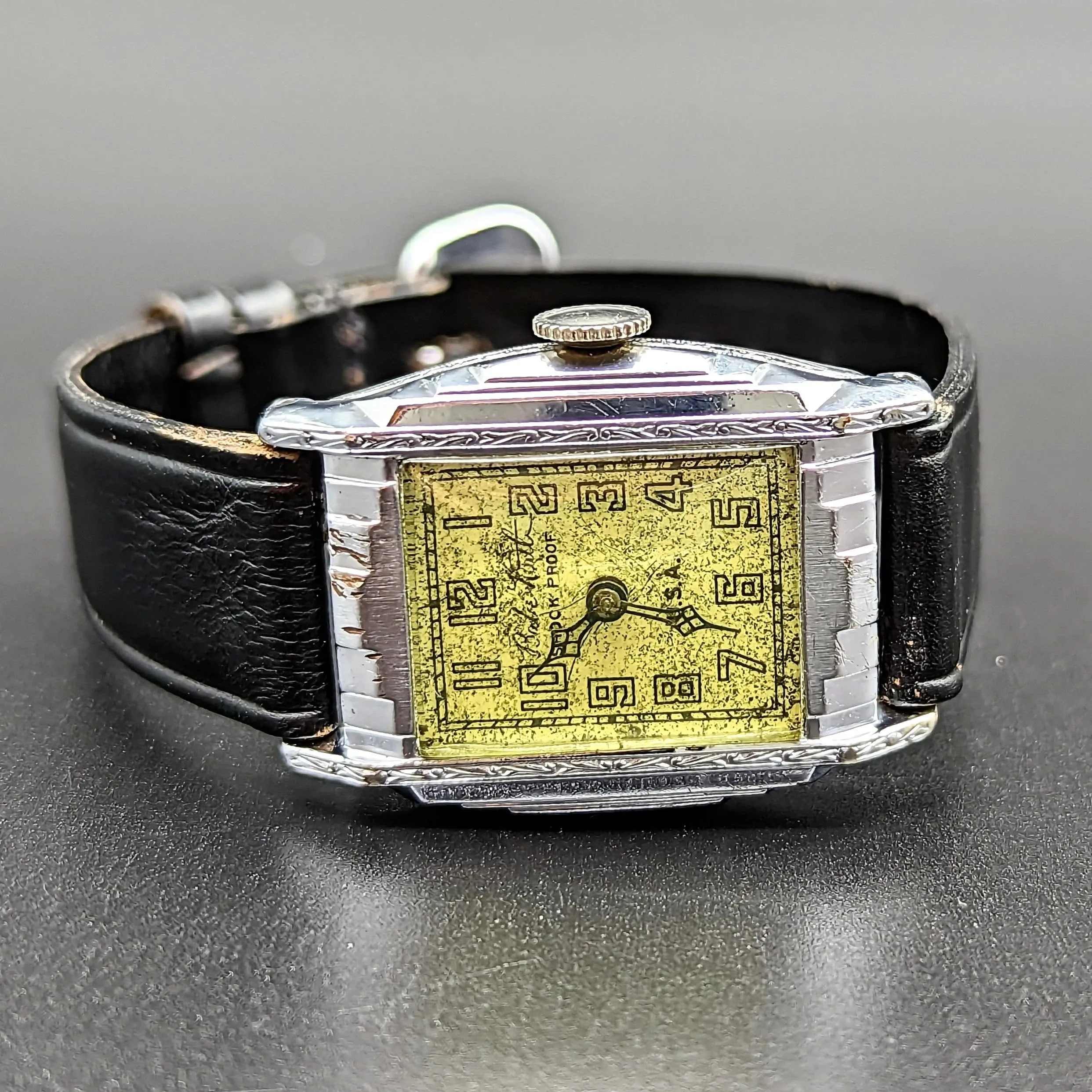 By BENRUS 1929 Babe Ruth Art Deco Wristwatch Shock Proof Adjusted 7 Jewels U.S.A. Watch
