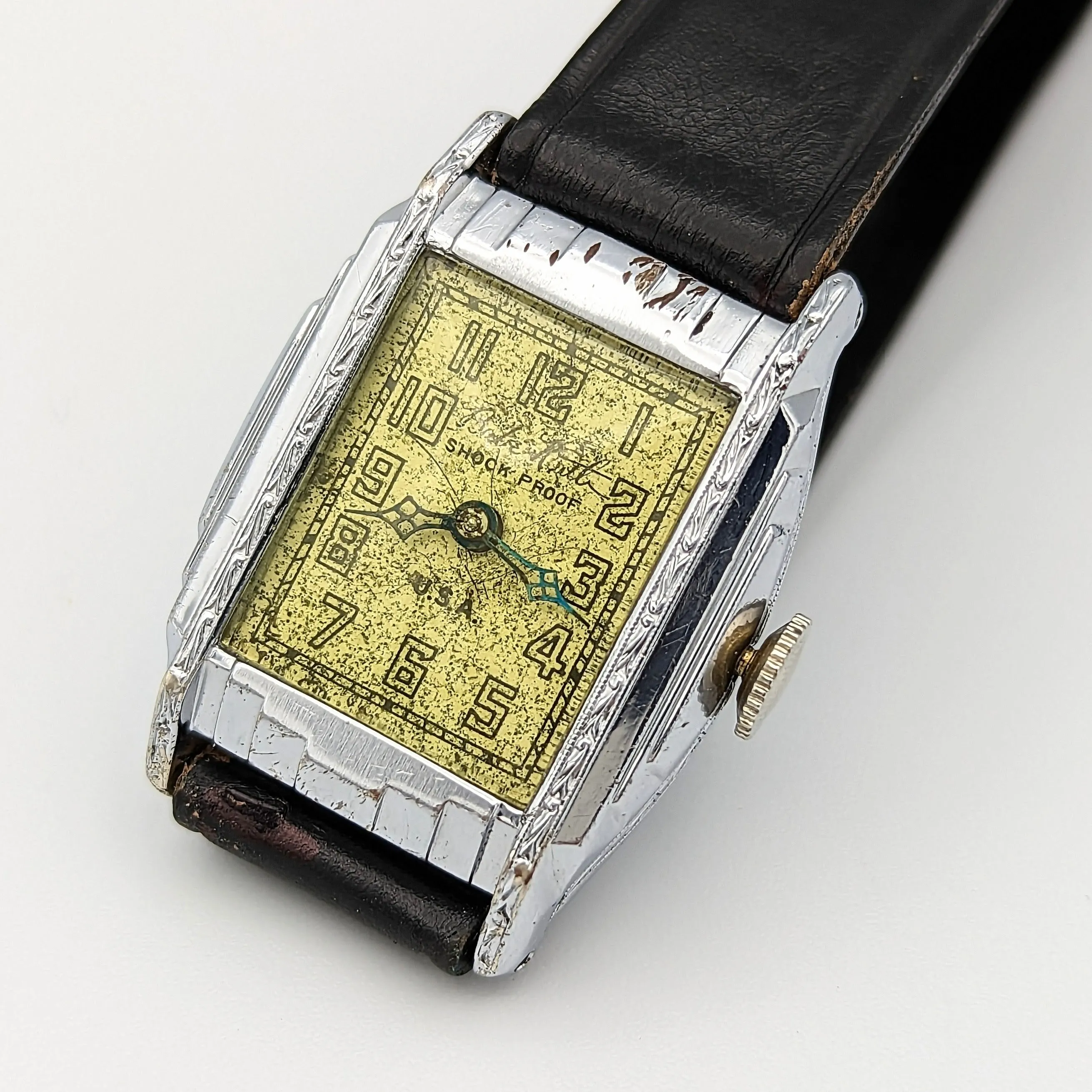 By BENRUS 1929 Babe Ruth Art Deco Wristwatch Shock Proof Adjusted 7 Jewels U.S.A. Watch