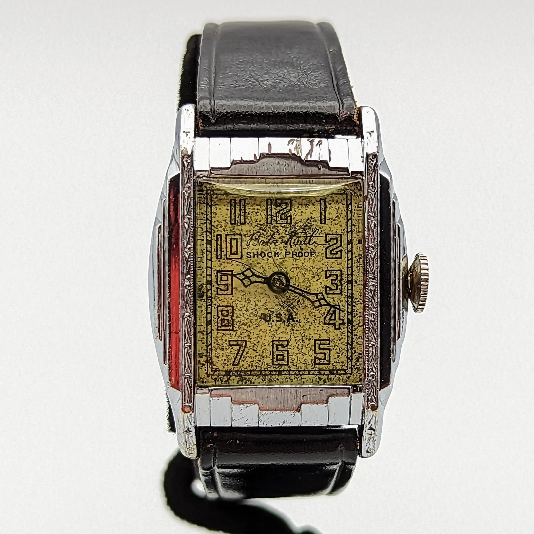 By BENRUS 1929 Babe Ruth Art Deco Wristwatch Shock Proof Adjusted 7 Jewels U.S.A. Watch