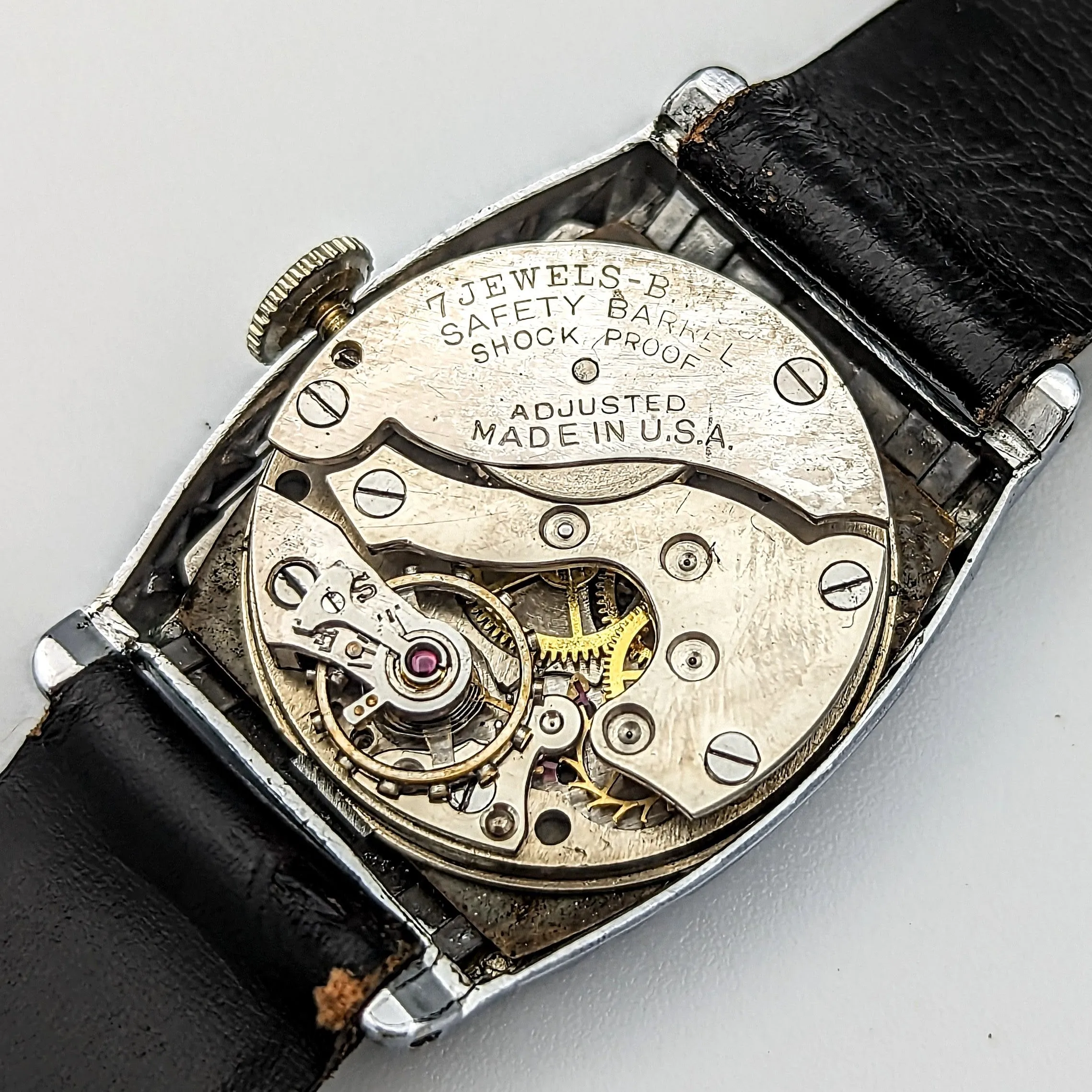 By BENRUS 1929 Babe Ruth Art Deco Wristwatch Shock Proof Adjusted 7 Jewels U.S.A. Watch