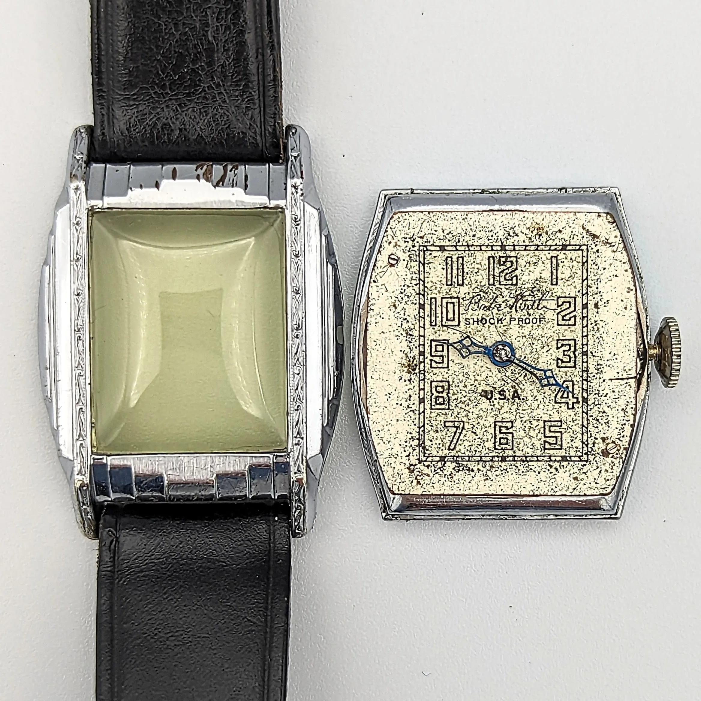 By BENRUS 1929 Babe Ruth Art Deco Wristwatch Shock Proof Adjusted 7 Jewels U.S.A. Watch