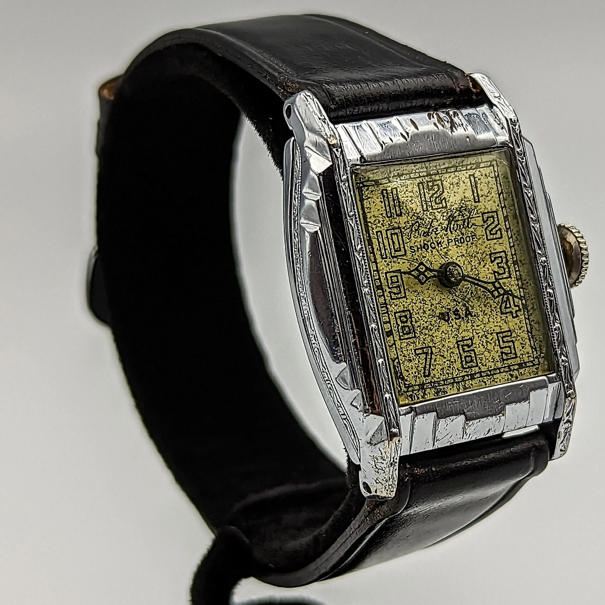 By BENRUS 1929 Babe Ruth Art Deco Wristwatch Shock Proof Adjusted 7 Jewels U.S.A. Watch