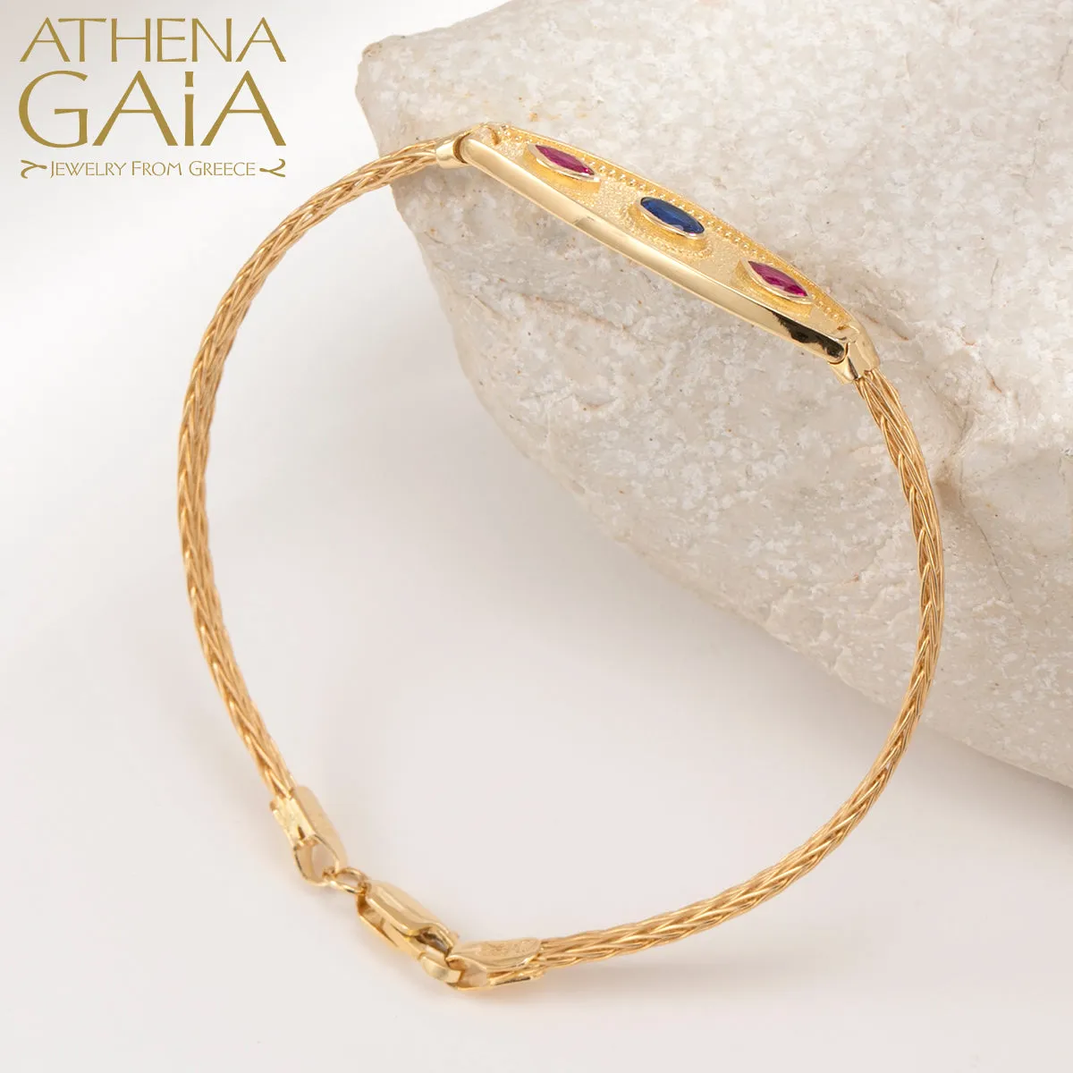 Byzantine Triple Stone Strap Bracelet