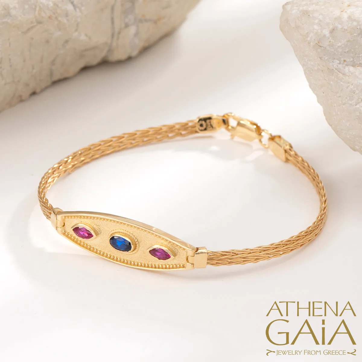 Byzantine Triple Stone Strap Bracelet