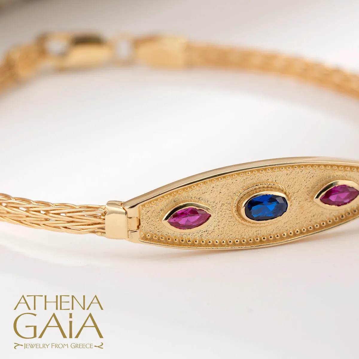 Byzantine Triple Stone Strap Bracelet