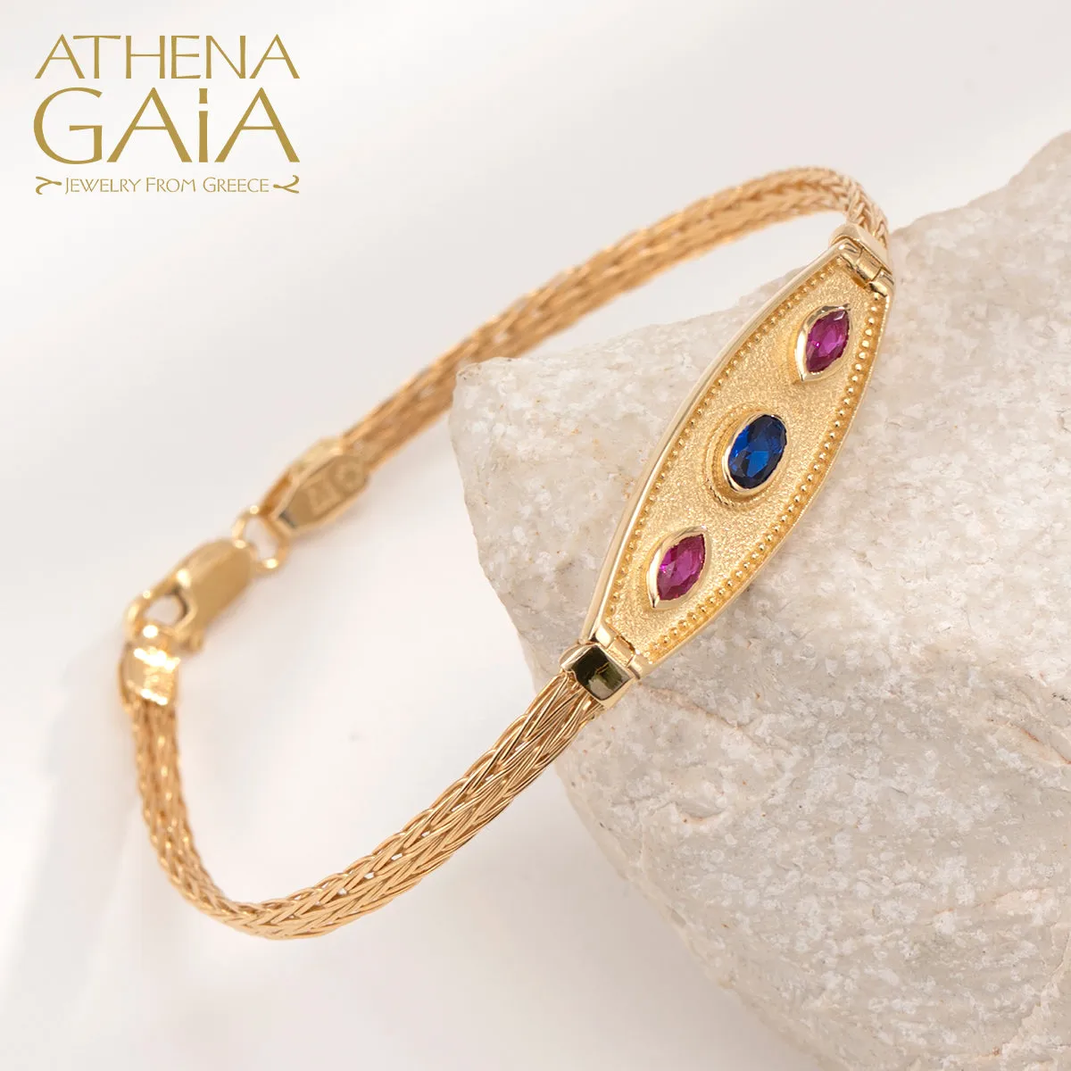 Byzantine Triple Stone Strap Bracelet
