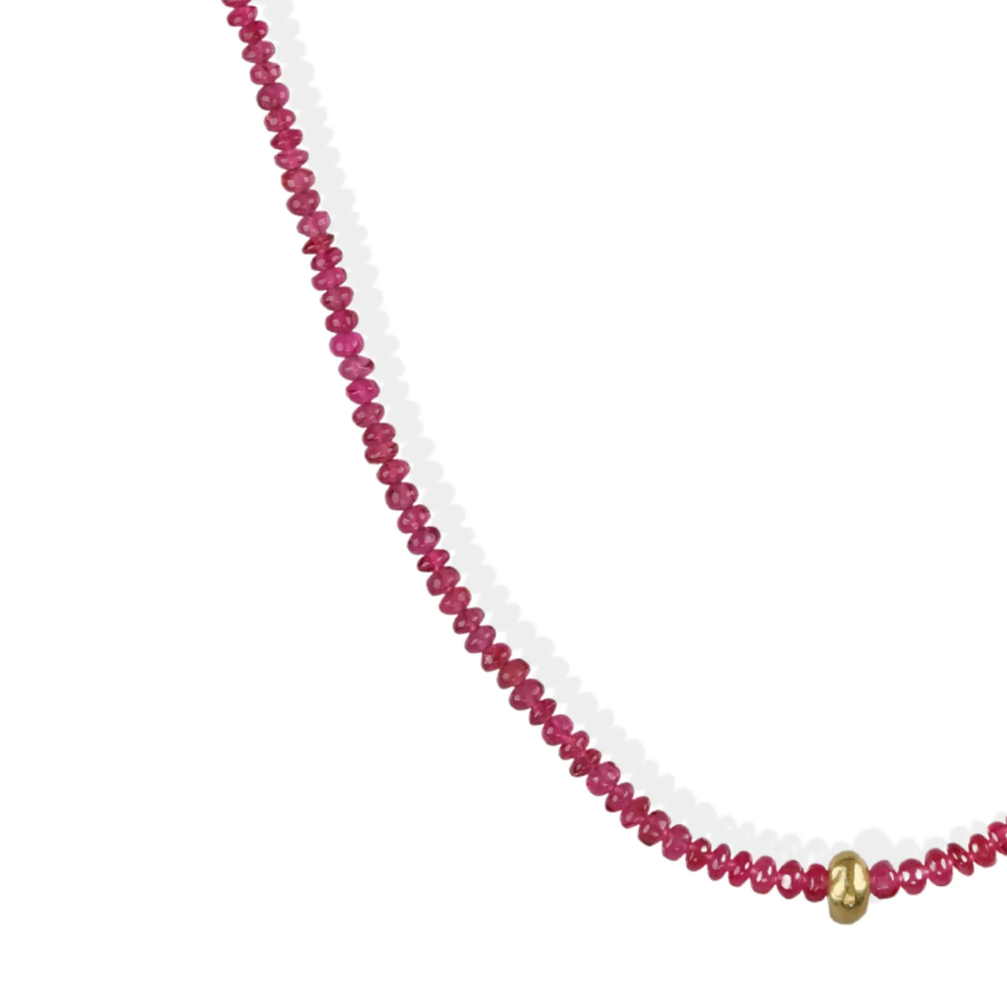 Cabochon Pink Spinel Beaded Necklace with 18K Gold Bead