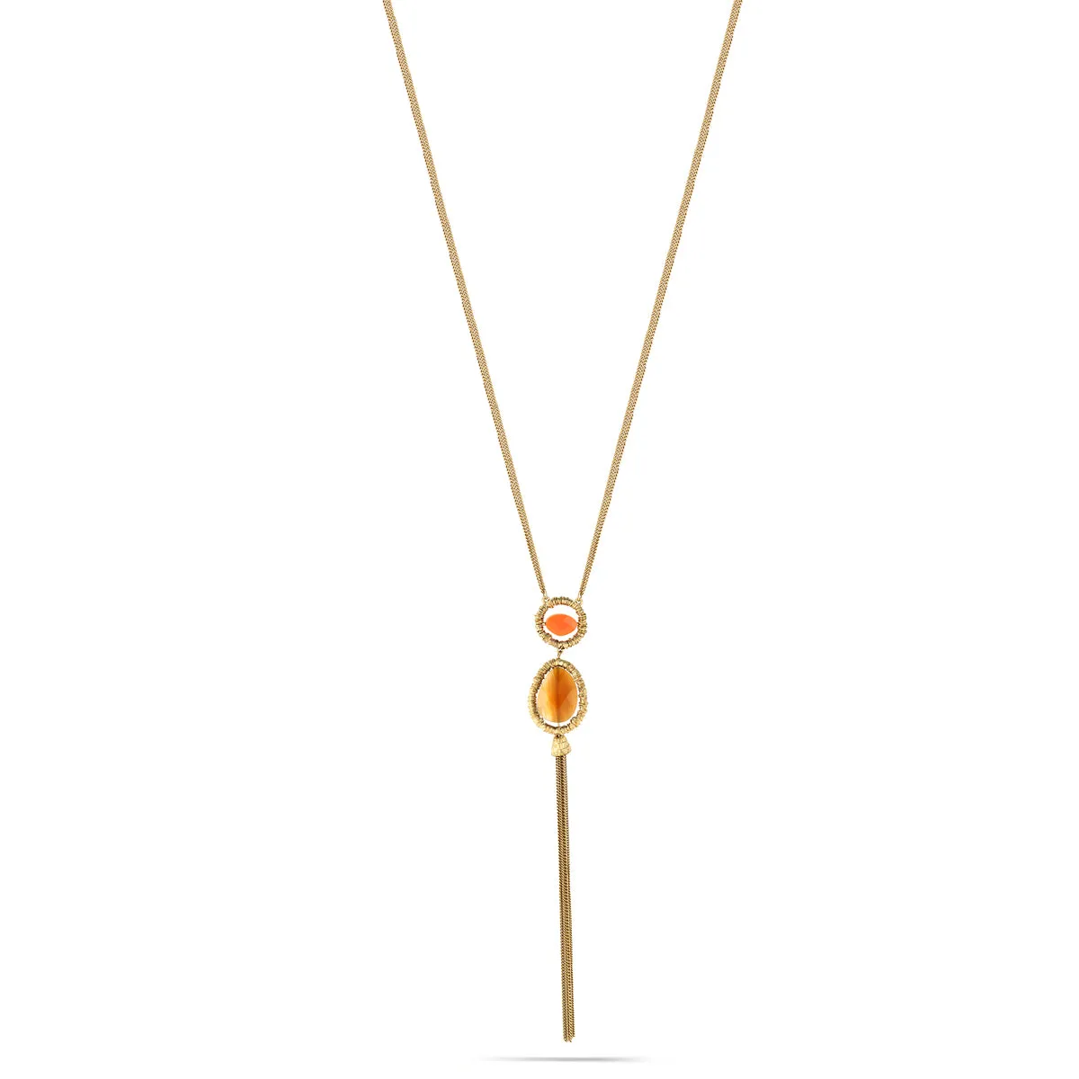 CARNELIAN STONE LONG TASSEL NECKLACES #189RD1501 (2D3)