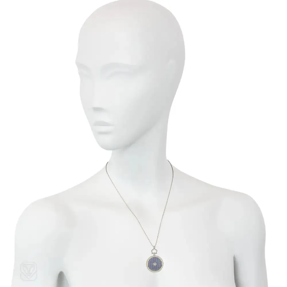 Cartier antique enamel and diamond pendant watch