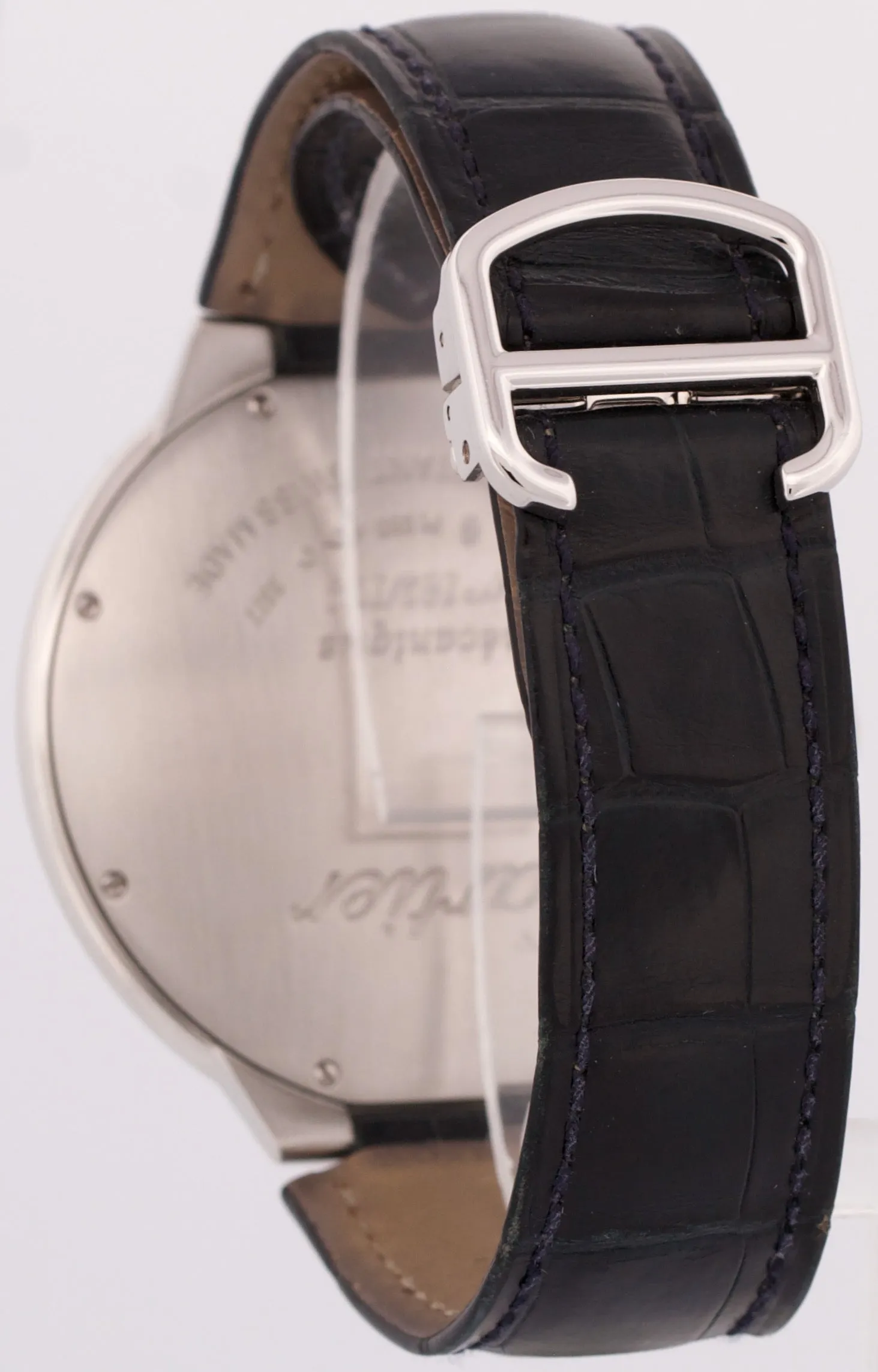 Cartier Ballon Bleu XL 46mm PLATINUM Roman BLUE Leather Automatic Watch 3377