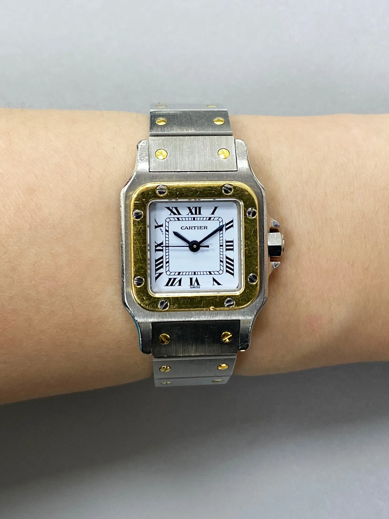Cartier Santos Galbee Two-Tone 18K Yellow Gold Steel Ladies Watch