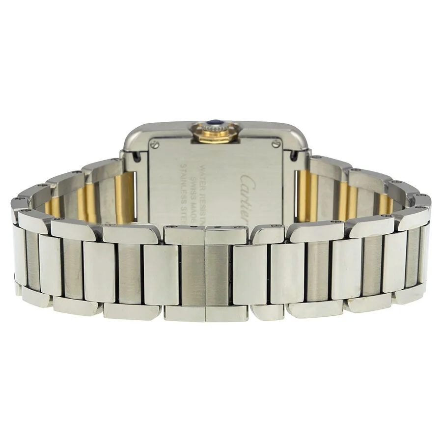 Cartier Tank Anglaise Silver Dial Stainless Steel and 18kt Yellow Gold Ladies Watch W5310046