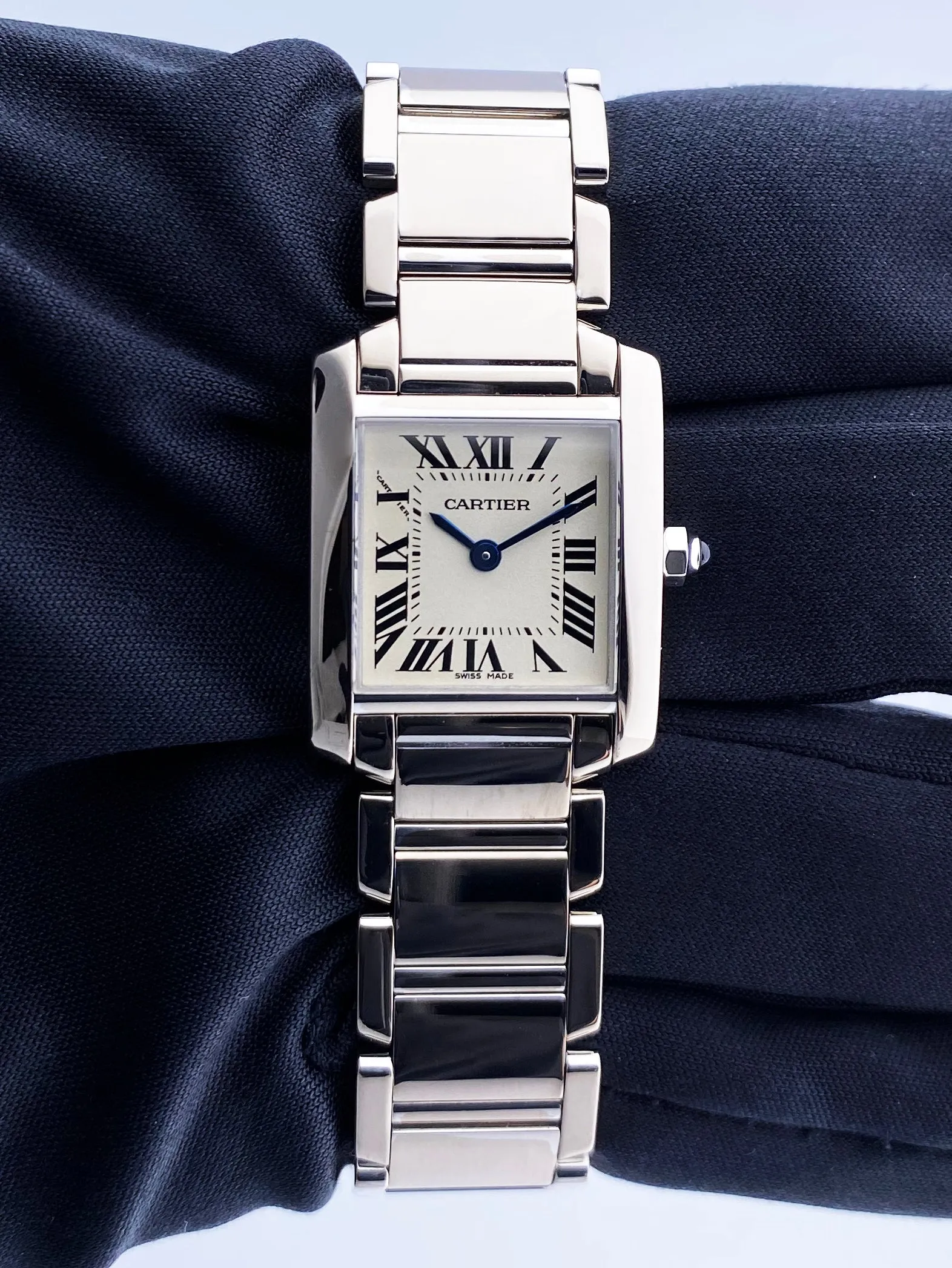 Cartier Tank Francaise 2403 18K White Gold Ladies Watch