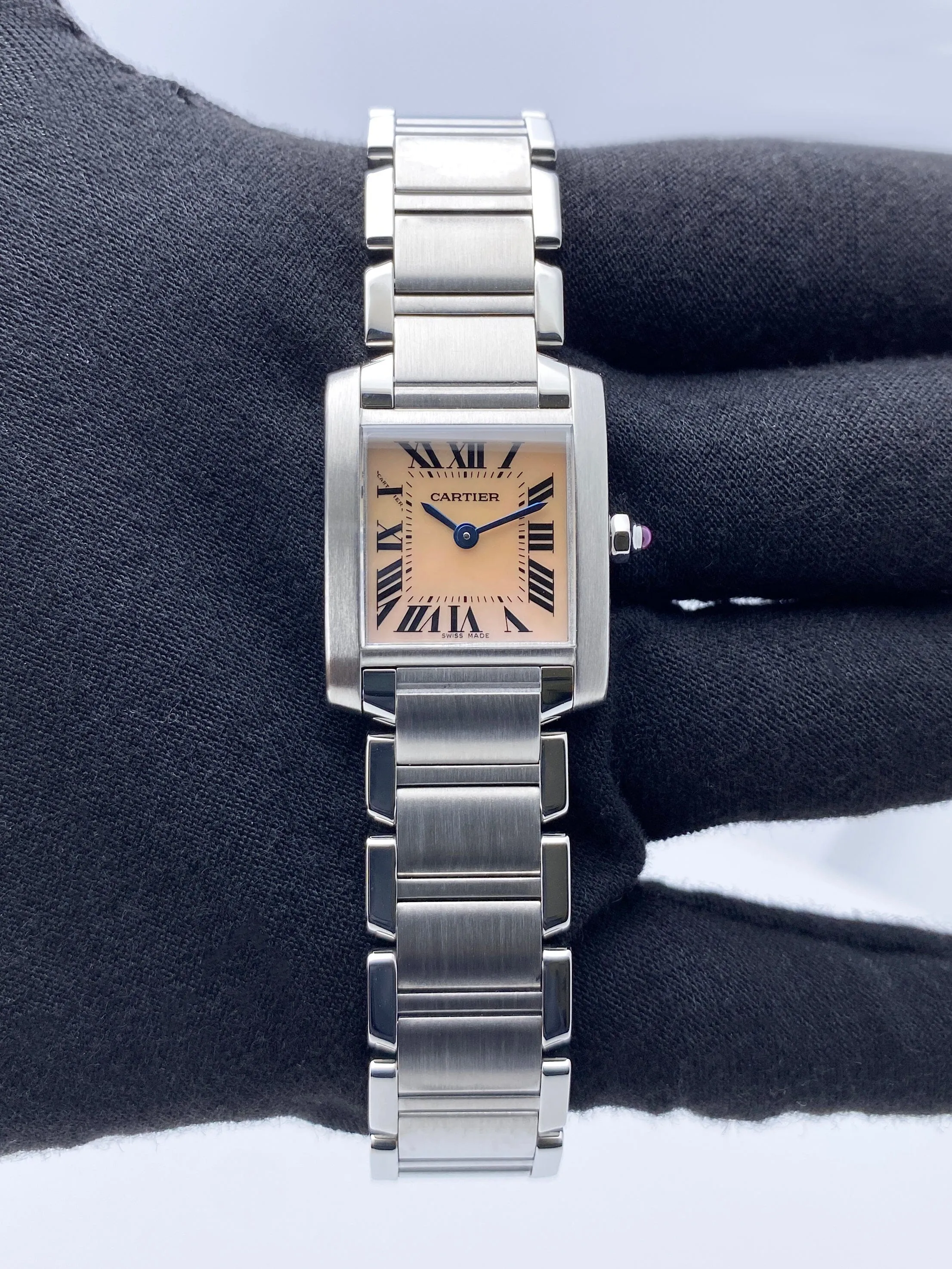 Cartier Tank Francaise W51028Q3 MOP Steel Ladies Watch Box Papers
