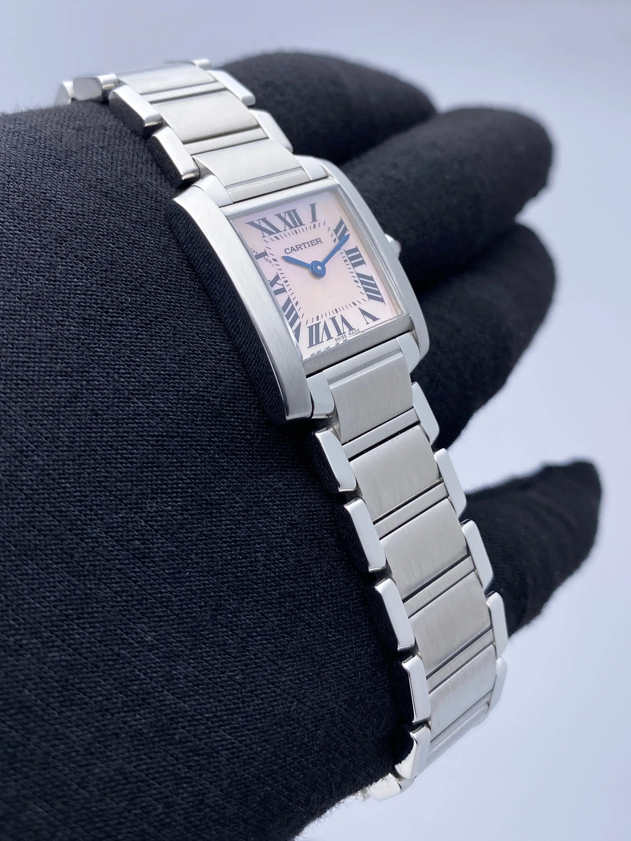 Cartier Tank Francaise W51028Q3 MOP Steel Ladies Watch Box Papers