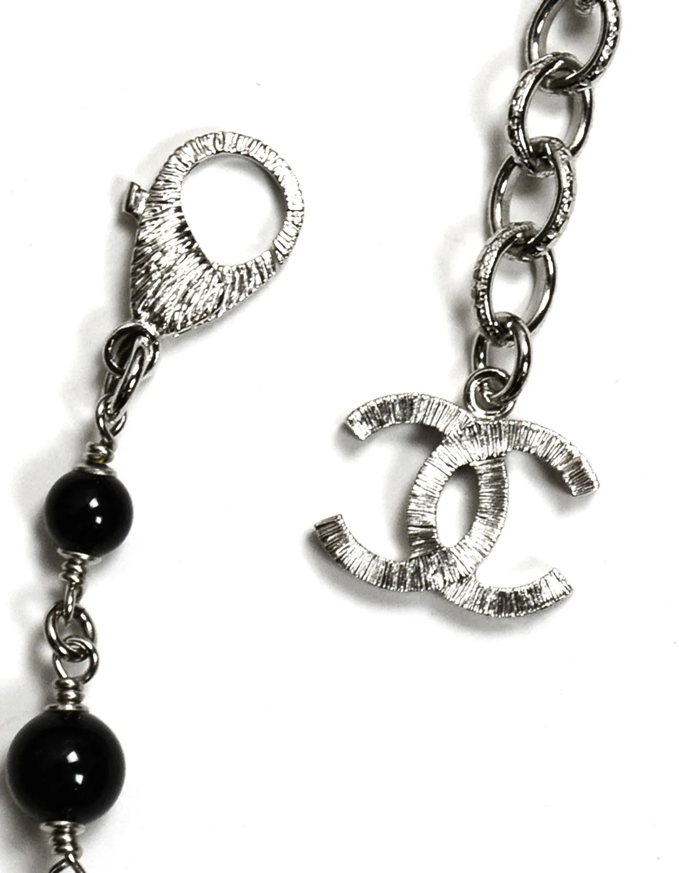 Chanel Black Bead & Faux Pearl Necklace with Strass Crystal CC & Beads