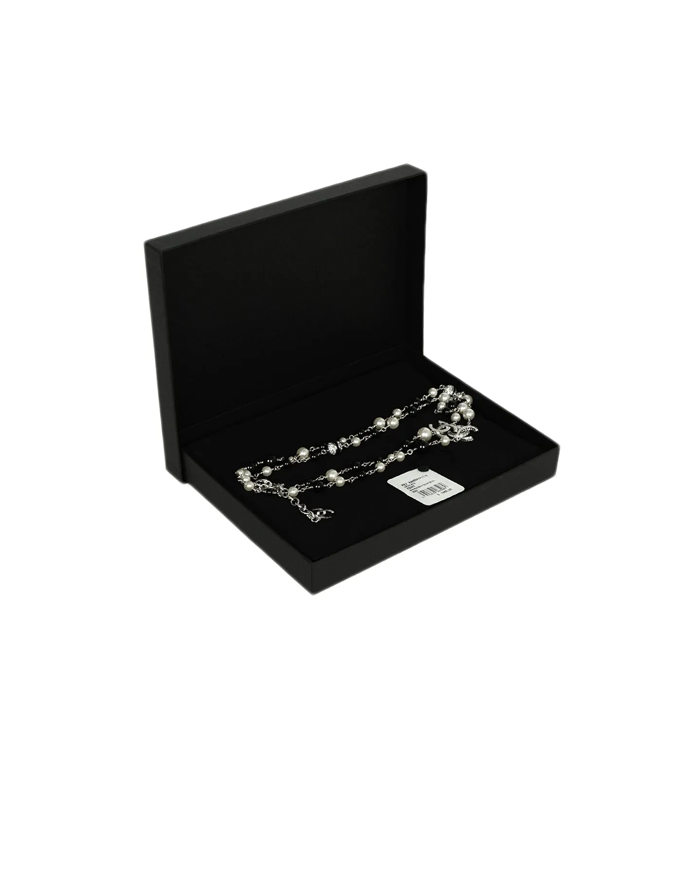 Chanel Black Bead & Faux Pearl Necklace with Strass Crystal CC & Beads