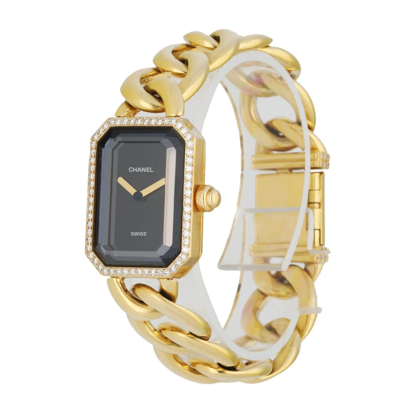 Chanel Paris 18K Yellow Gold & Diamond Bezel Onyx Dial Ladies Watch