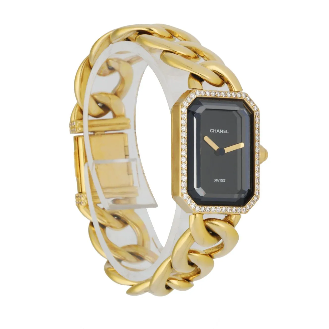 Chanel Paris 18K Yellow Gold & Diamond Bezel Onyx Dial Ladies Watch