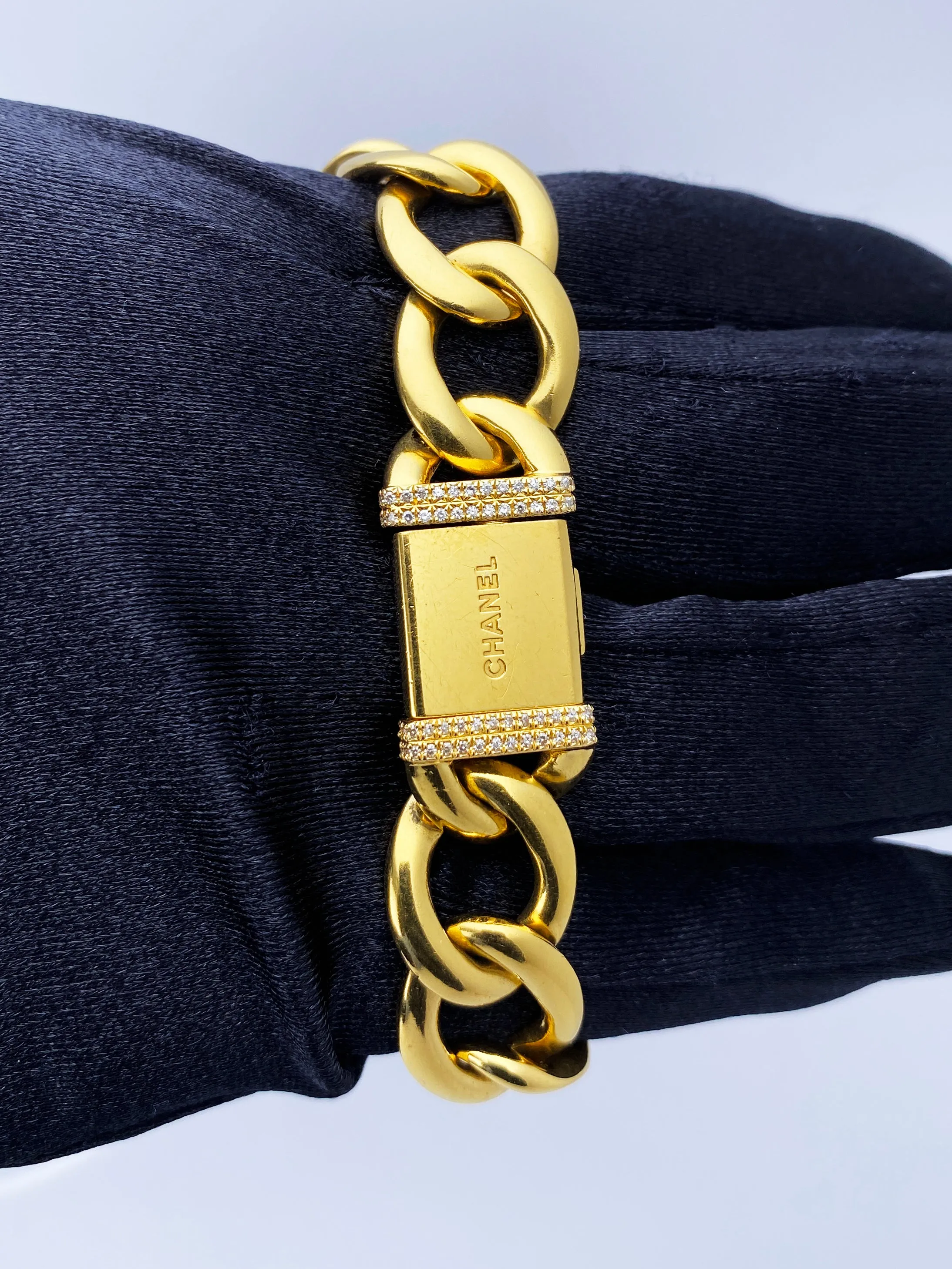 Chanel Paris 18K Yellow Gold & Diamond Bezel Onyx Dial Ladies Watch