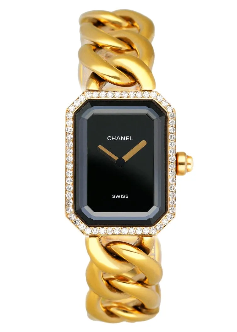 Chanel Paris 18K Yellow Gold & Diamond Bezel Onyx Dial Ladies Watch