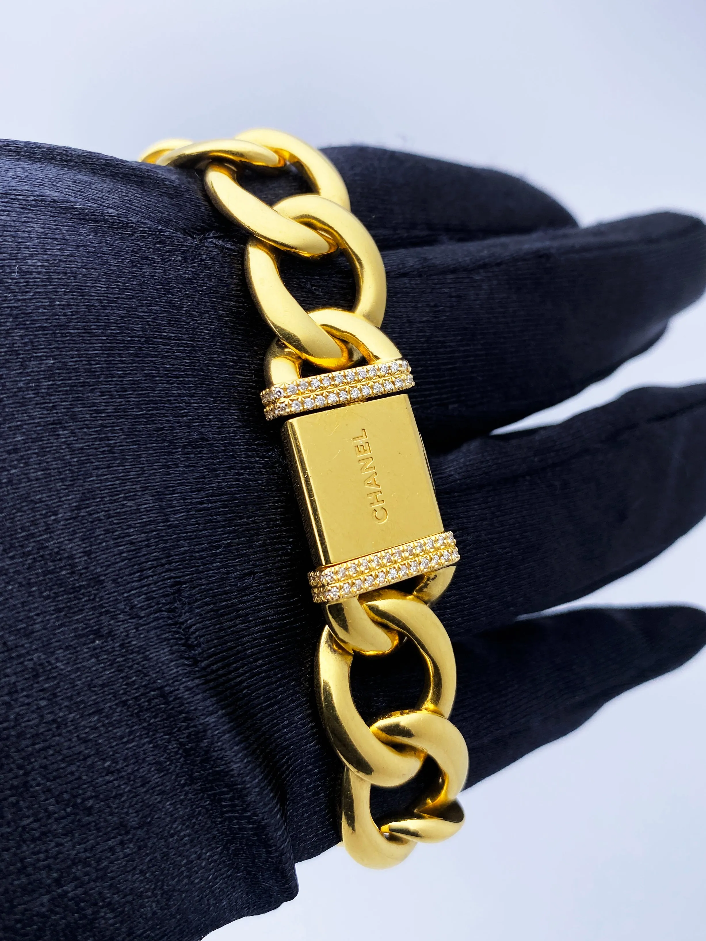 Chanel Paris 18K Yellow Gold & Diamond Bezel Onyx Dial Ladies Watch