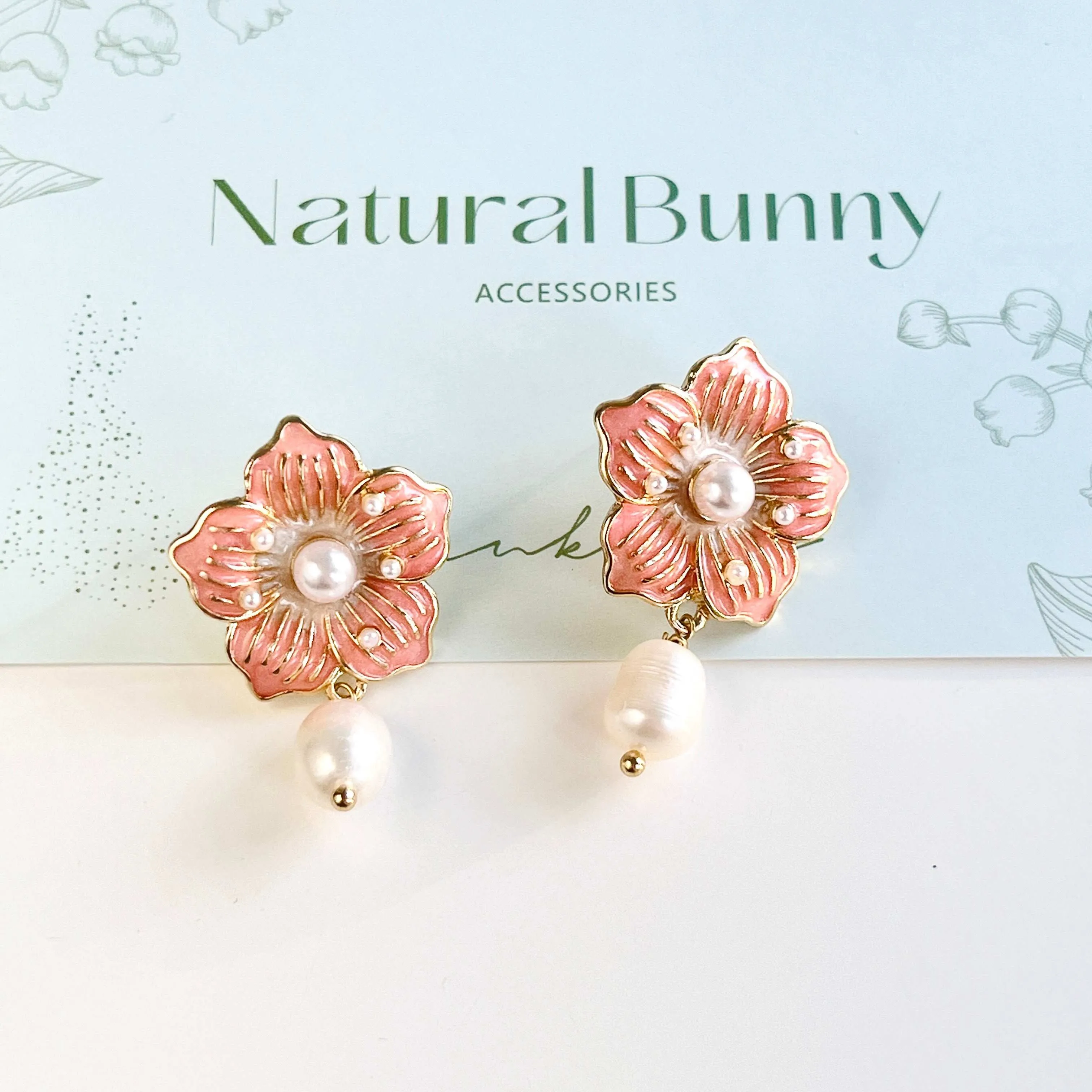 Cherry Blossom Pearl Drop Earrings