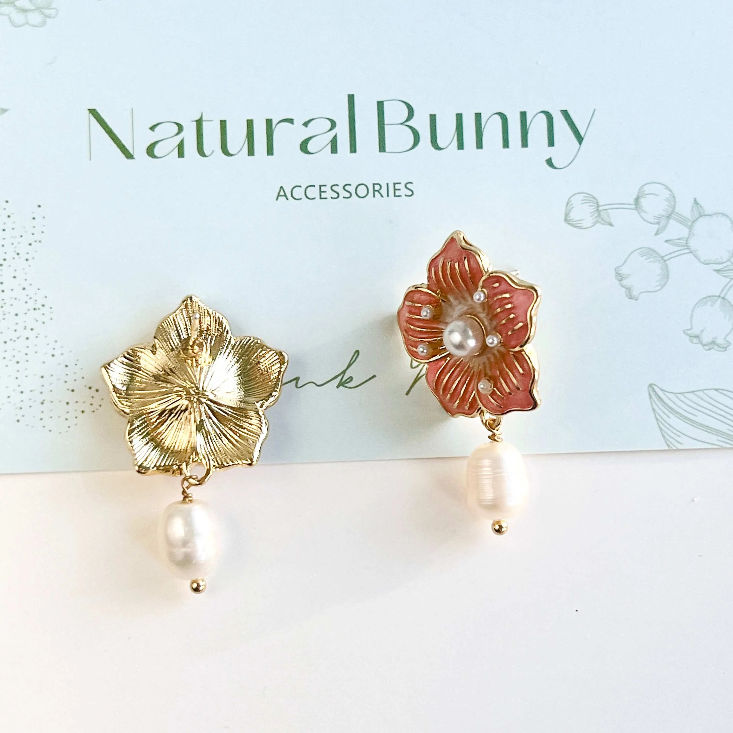 Cherry Blossom Pearl Drop Earrings