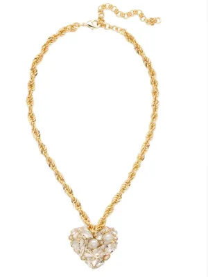 Chunky Crystal Heart Pendant Necklace - NFN15BGMDP